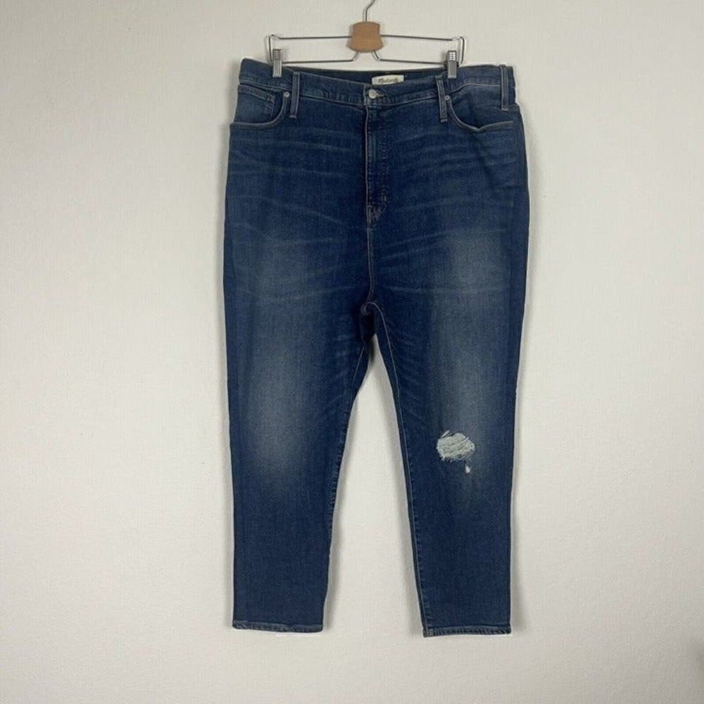 Madewell The Mom Jean Plus Size 37 High Waist Mom Jeans Medium Wash Distressed
